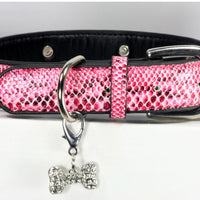 Crystal Bone Charm Collar - Pink