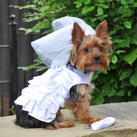 
              Dog Harness Wedding Dress with Veil and Matching Leash
            