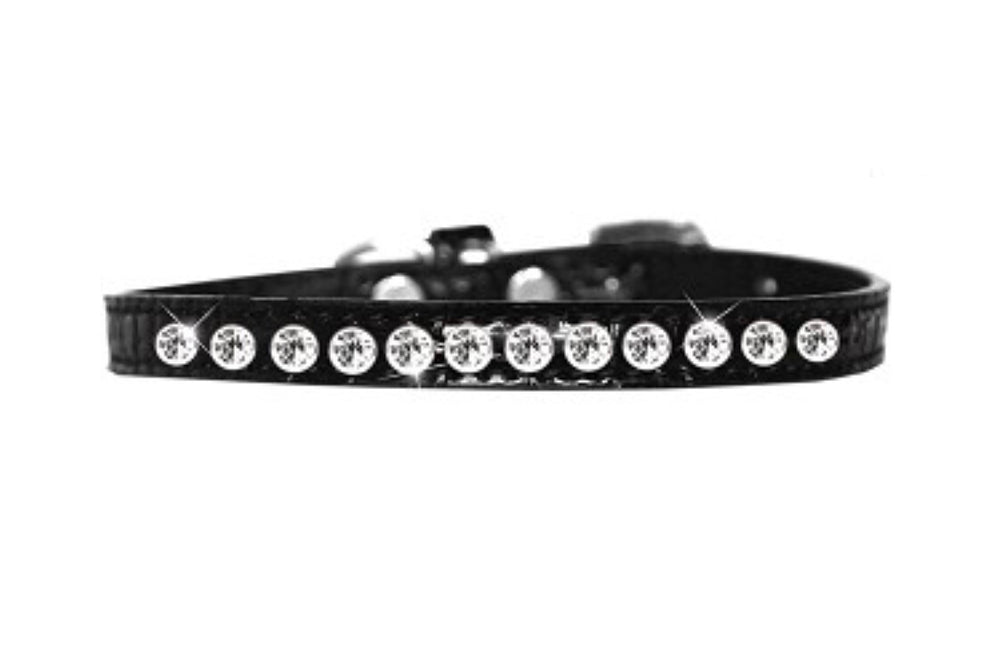 One Row Clear Jewel Croc Dog Collar -Multiple Colors