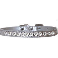 One Row Clear Jewel Croc Dog Collar -Multiple Colors