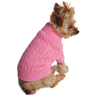 
              Combed Cotton Cable Knit Dog Sweater - Candy Pink
            