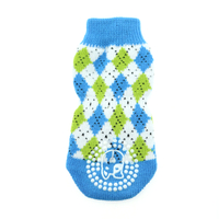 
              Non-Skid Dog Socks - Blue and Green Argyle
            