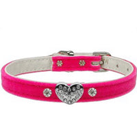 Clear Puffy Heart One Charm Dog Collar- Multiple Colors