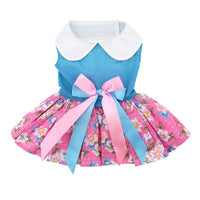 
              Pink and Blue Plumeria Floral Dog Dress
            