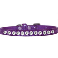 One Row Clear Jewel Croc Dog Collar -Multiple Colors