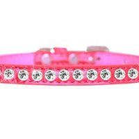 One Row Clear Jewel Croc Dog Collar -Multiple Colors