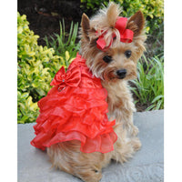 
              Holiday Dog Harness Dress - Red Satin
            