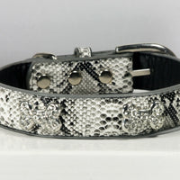 Crystal Bone Charm Collar - White