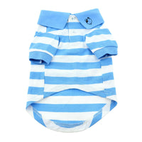 
              Striped Dog Polo - Blue Niagara and White
            