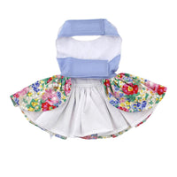 Blue and White Pastel Pearls Floral Dress with Matching Leash