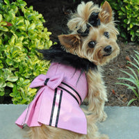Wool Fur-Trimmed Dog Harness Coat by Doggie Design - Pink