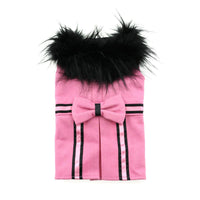 
              Wool Fur-Trimmed Dog Harness Coat by Doggie Design - Pink
            