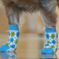 
              Non-Skid Dog Socks - Blue and Green Argyle
            