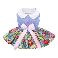 
              Blue and White Pastel Pearls Floral Dress with Matching Leash
            