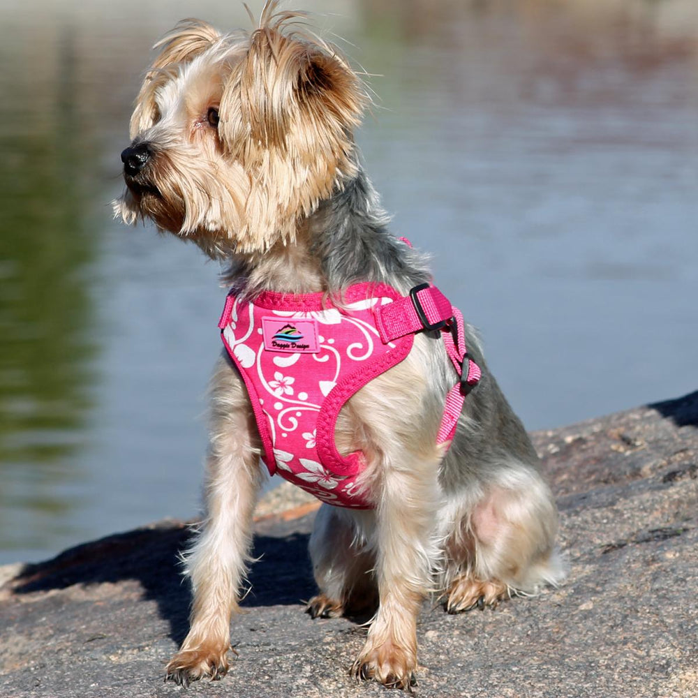 Wrap and Snap Choke Free Dog Harness by Doggie Design - Pink Hibiscus