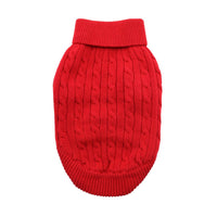 
              Combed Cotton Cable Knit Dog Sweater - Fiery Red
            