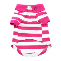 Striped Dog Polo - Pink Yarrow and White