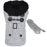 
              Grey Herringbone Designer Harness Coat and Matching Leash
            